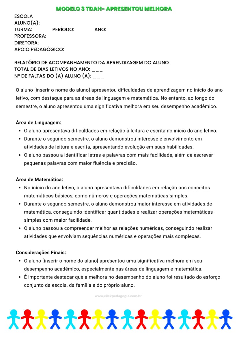 Modelo de relatório alinhado à BNCC