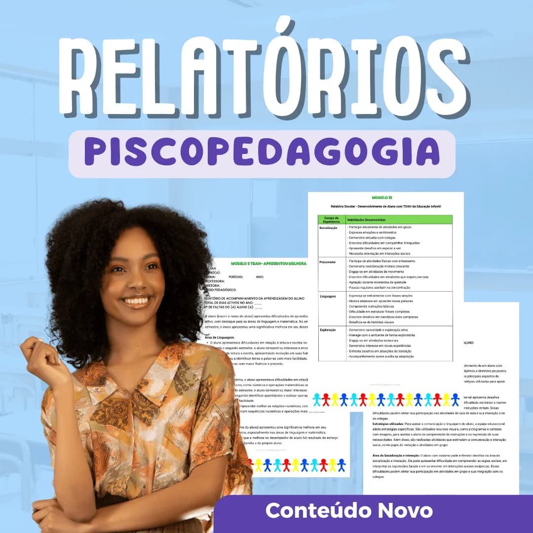 Kit de Relatórios de Psicopedagogia